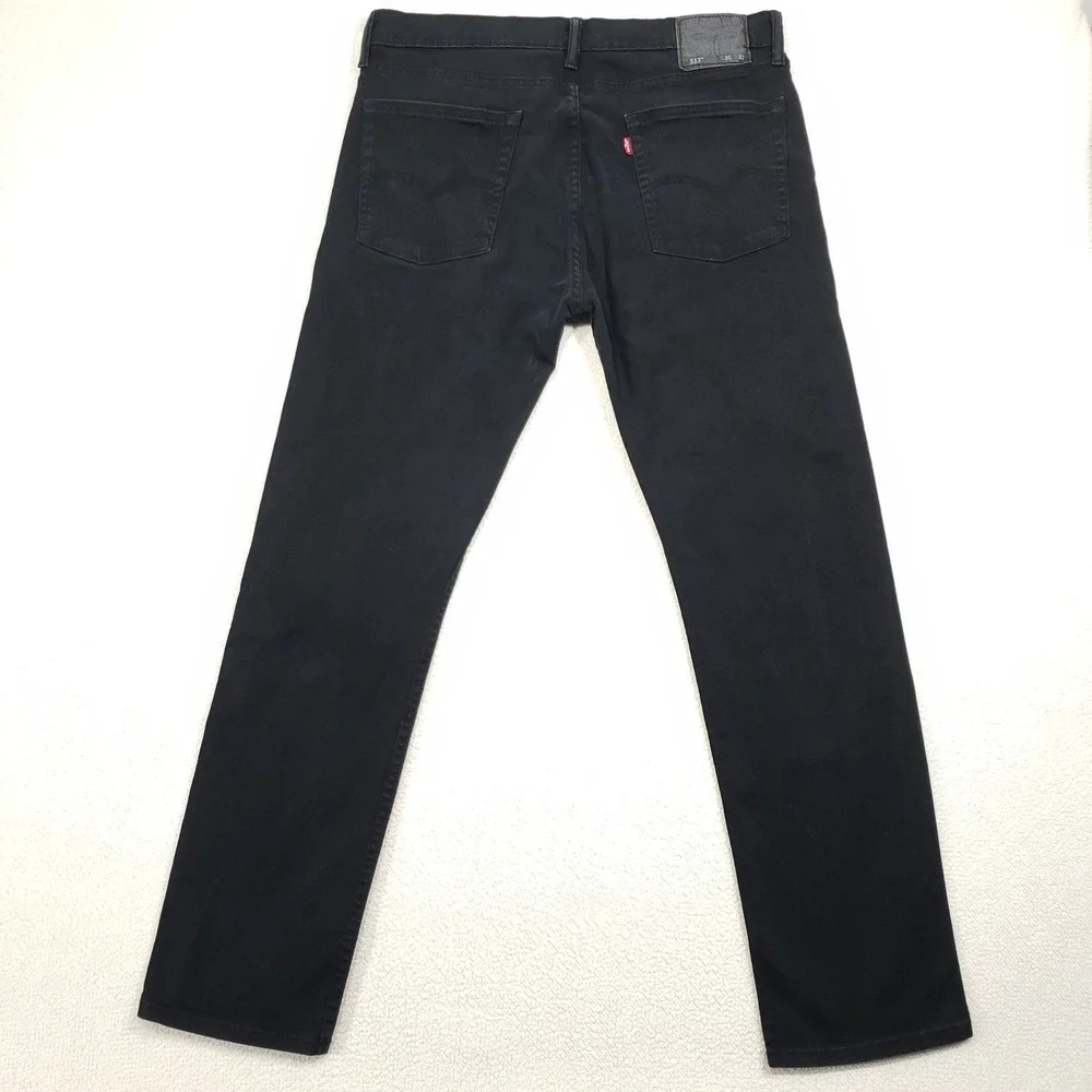 Levi's 513 Slim Straight Jeans Mens 36x32 Black Stretch Denim Pants